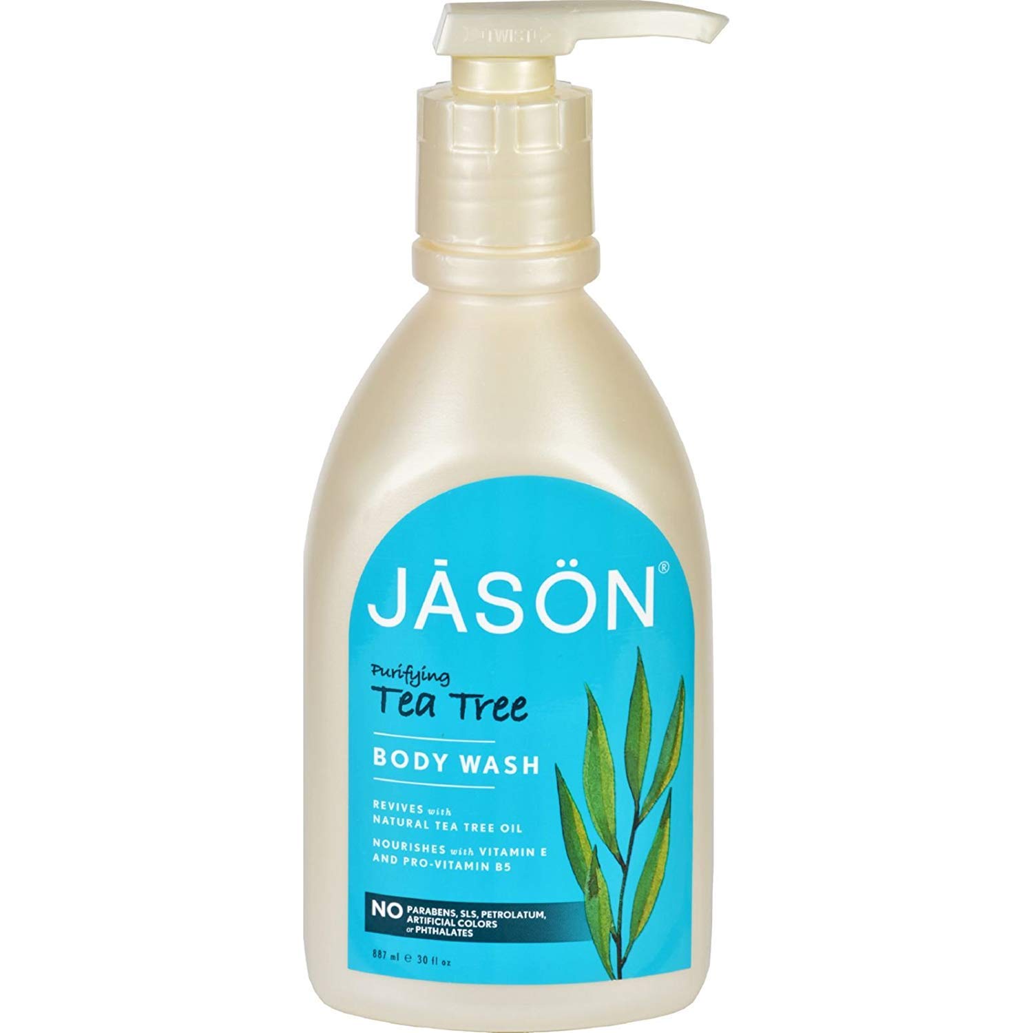 2 Packs of Jason Body Wash Pure Natural Purifying Tea Tree - 30 Fl Oz Each | Sulfate-Free & Vegan | Deep Cleansing for Acne-Prone & Oily Skin | Shower & Bath Essential for Men & Women