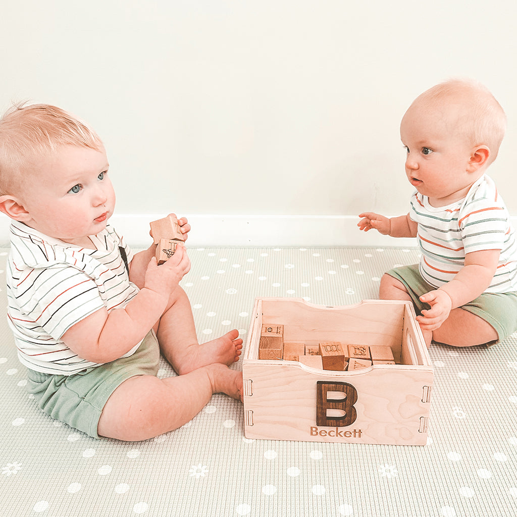 Wooden Alphabet Blocks with Storage Crate - Educational ABC Learning Toy for Toddlers - Perfect for Preschool Learning, Baby Shower Gifts & Nursery Decor