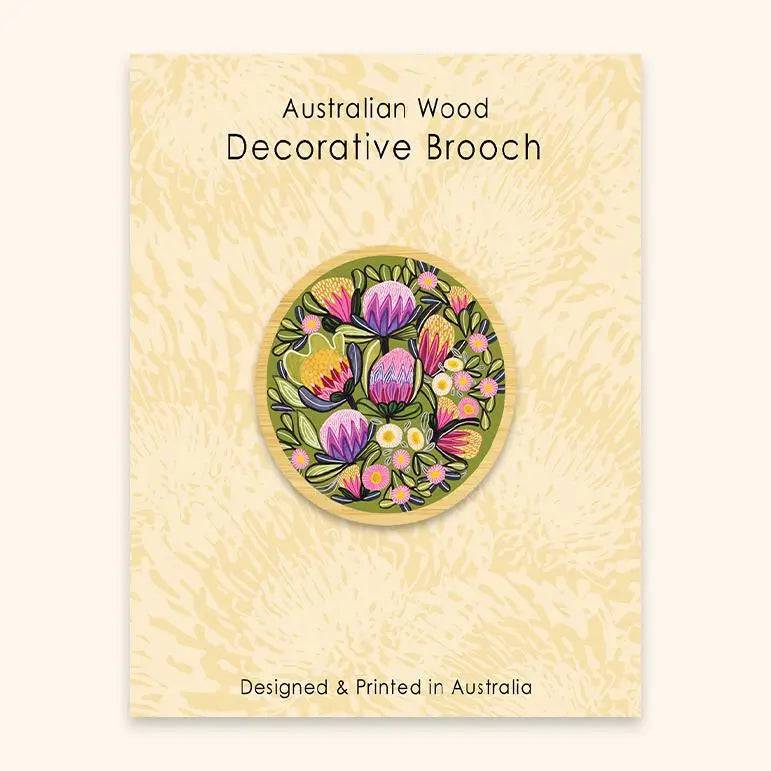 Handmade Sugarbush Proteas Wooden Brooch - Unique Floral Wood Pin for Women - Perfect for Weddings, Parties & Fashion Accessories
