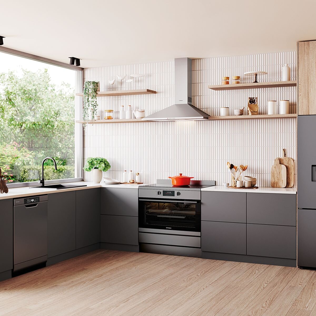Westinghouse WSU6608KXB 60cm Built-in Dishwasher with Auto Door & Steam Function - Stainless Steel Finish for Modern Kitchens | Perfect for Small Spaces & Energy-Efficient Cleaning