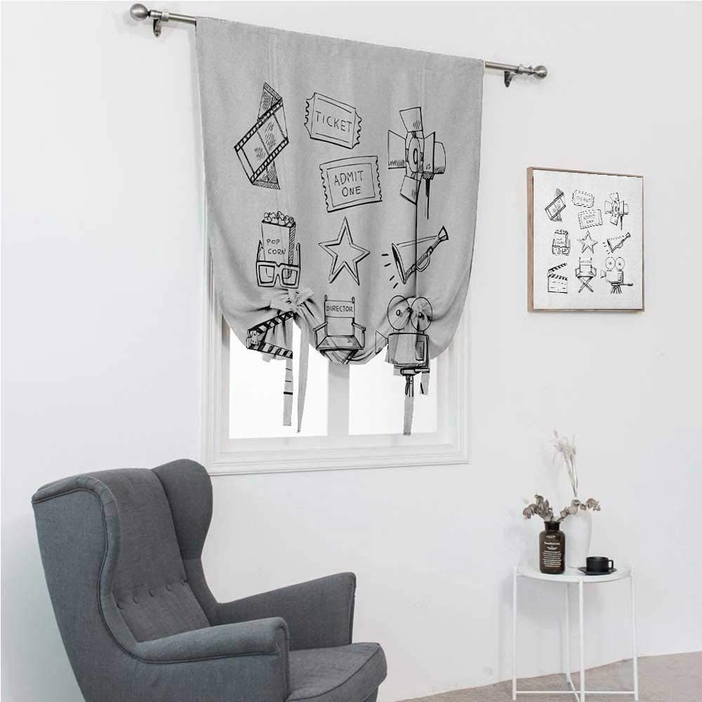 Blackout Curtains for Bedroom & Home Theater - 42x72 Inch Black and White Movie Icon Design - Perfect for Light Blocking, Privacy & Media Rooms - Ideal for Movie Nights, Daytime Napping & Home Entertainment Spaces