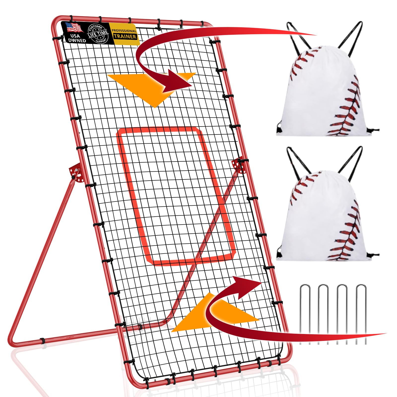 3-in-1 Adjustable Pitch Back Rebounder Net - 7x4 FT Multi-Sport Training Tool for Volleyball, Softball, Lacrosse, Soccer & Baseball | Perfect for Backyard Practice, Team Drills & Solo Training | Great Sports Gift for Athletes & Coaches