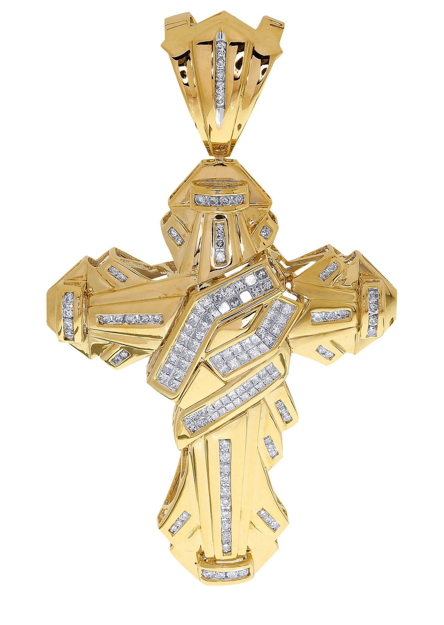 2.04 Carat Diamond Cross Pendant Necklace - 26.87 Grams Solid Gold Religious Jewelry for Women - Perfect for Baptism, First Communion & Gift Giving