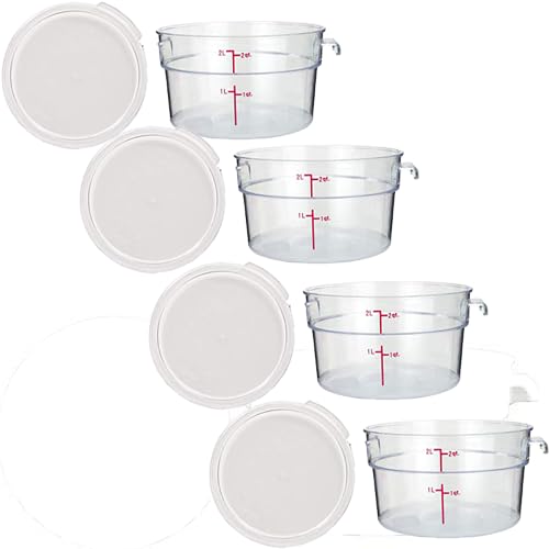 Tiger Chef 2 Quart Clear Polycarbonate Food Storage Containers with Lids - Commercial Grade, BPA Free, Airtight Kitchen Organizers for Meal Prep, Leftovers & Pantry Storage