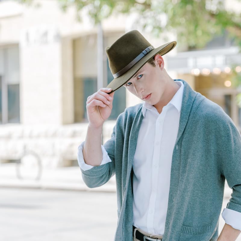 Bigalli 100% Wool Felt Outback Hat - Waterproof Cowboy Hat for Outdoor Adventures