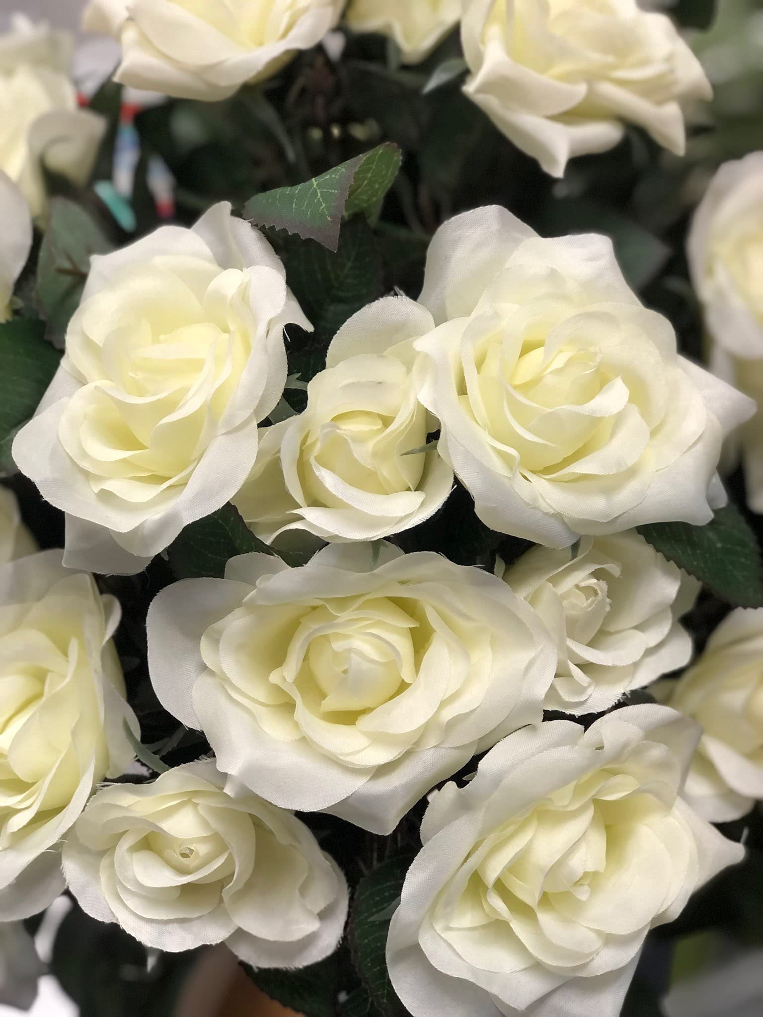 AMERIQUE Set of 2 Artificial Rose Trees - 4 Feet Tall with 48 Real Touch Flowers Each, Green & White Faux Plants in Nursery Pots - Perfect for Home Decor, Office, Wedding Centerpieces & Indoor Greenery