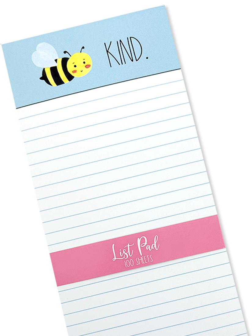 Bee Kind Chunky List Pad - Eco-Friendly Notepad for To-Do Lists, Grocery Shopping & Daily Planning | Perfect for Office, School & Home Organization