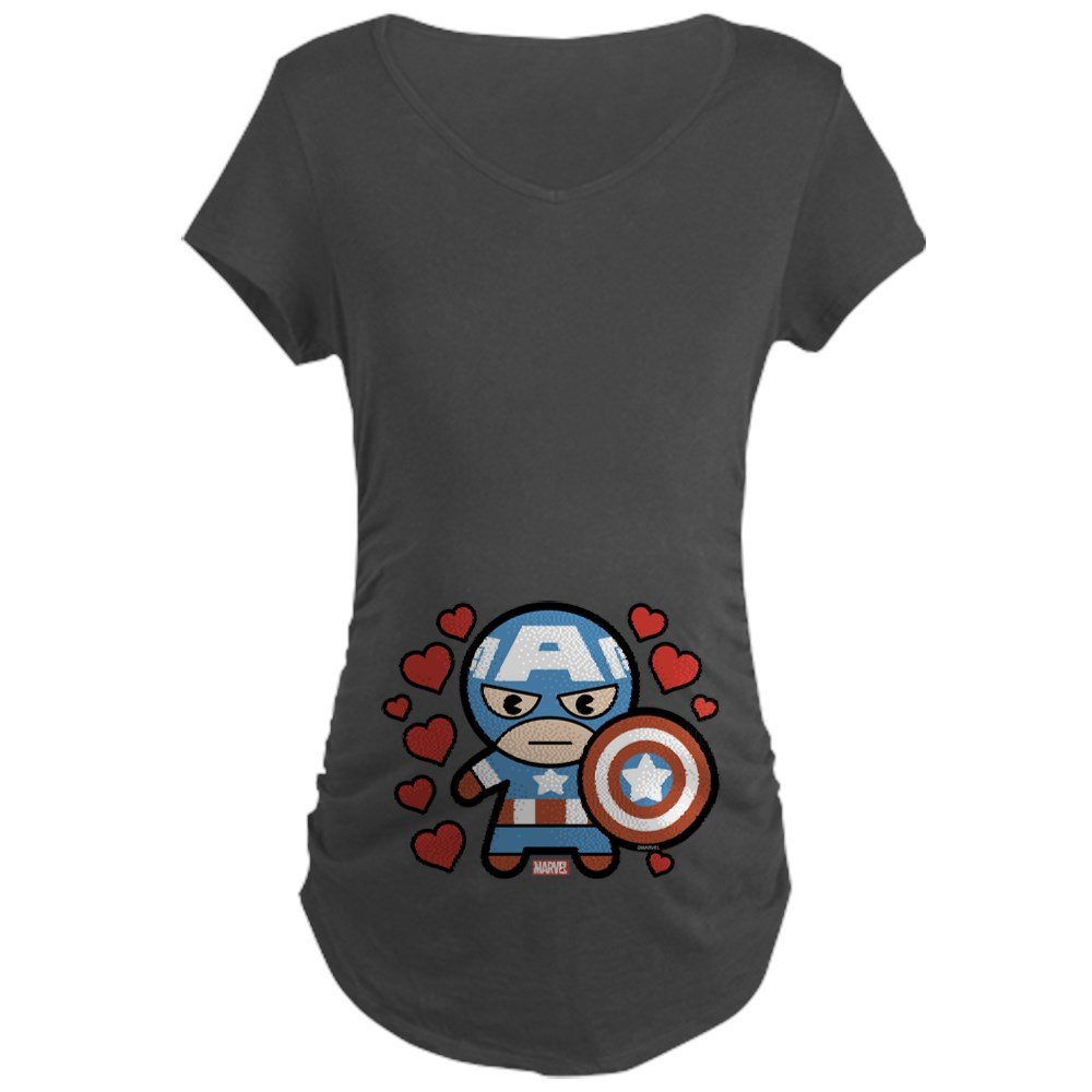 Captain America Hearts Maternity T-Shirt | Comfortable Pregnancy Tee for Marvel Fans | Perfect for Baby Showers & Gender Reveal Parties
