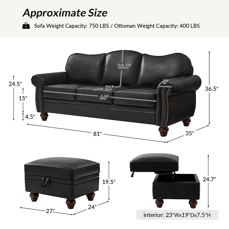 Amelia 2-Piece Living Room Furniture Set - Sofa & Loveseat (Multiple Styles Available) - Perfect for Small Spaces & Cozy Apartments