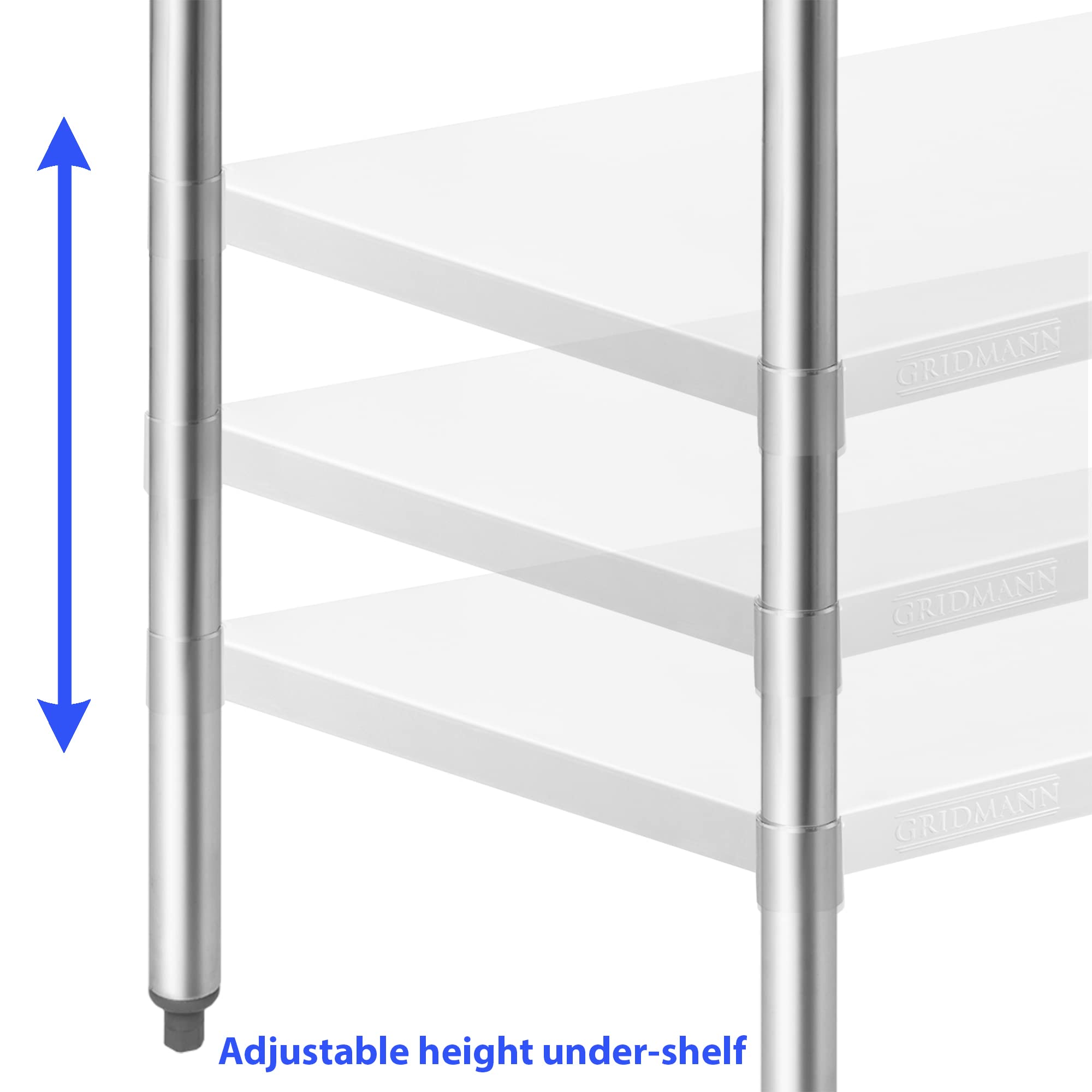 GRIDMANN 60 x 24 Inch NSF Certified Stainless Steel Work Table - Commercial Kitchen Prep Table with Undershelf for Restaurant, Bakery & Home Use - Perfect for Food Prep, Cooking & Baking