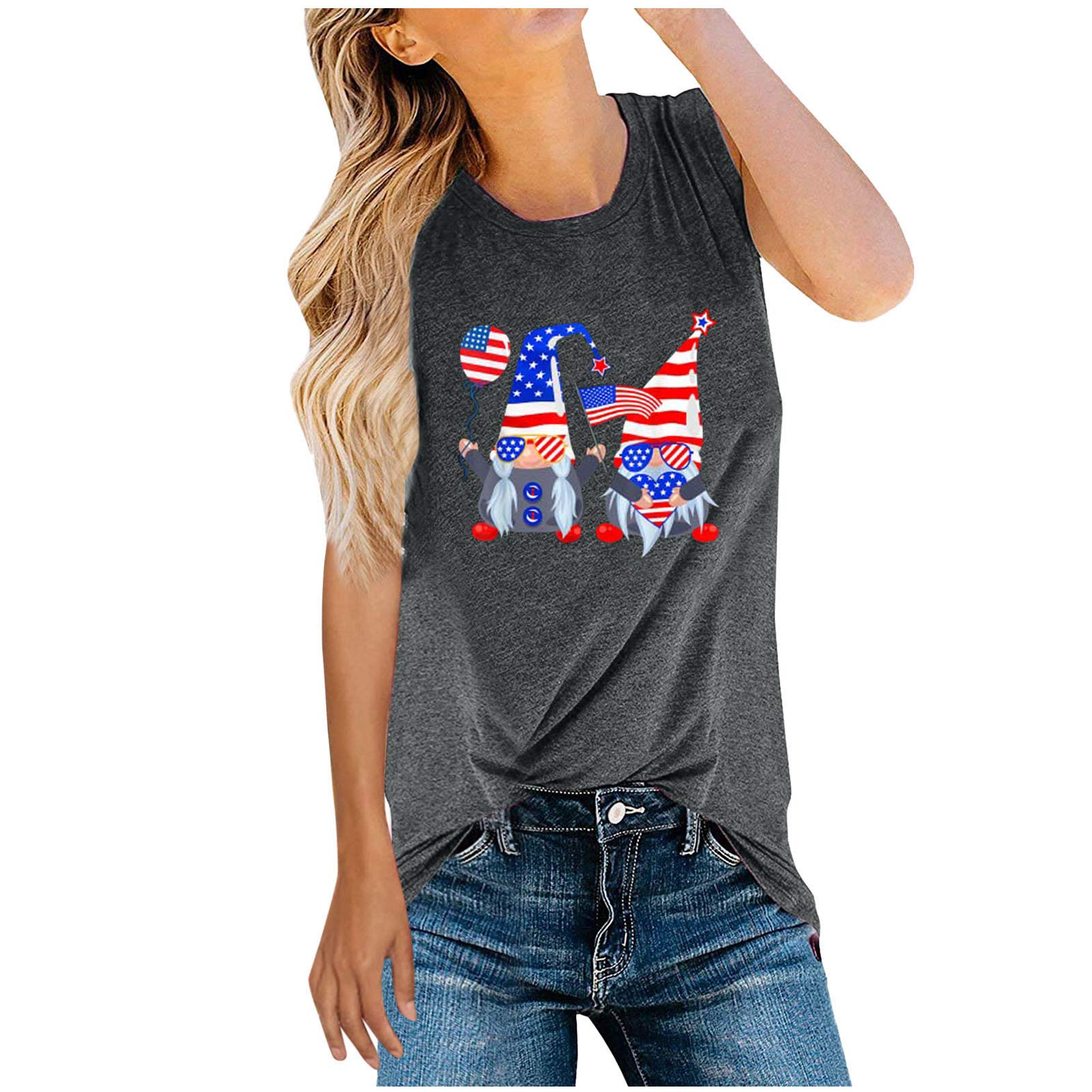 Women's Cropped Tank Tops - Patriotic Independence Day Printed Casual Summer Tops | Perfect for 4th July Celebrations, Beach Outings & Summer Festivals