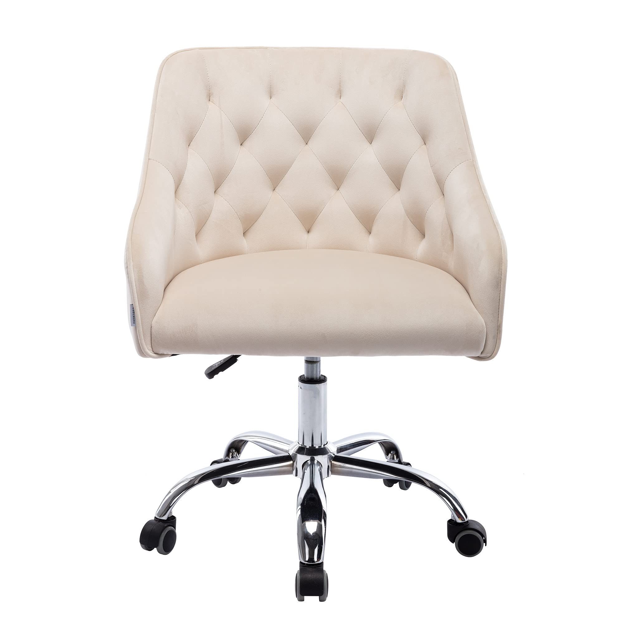 Premium Velvet Home Office Chair - Modern Swivel Desk Chair with Adjustable Height & Soft Seat - Ergonomic Computer Task Chair for Work & Study - Stylish Accent Armchair for Home Office & Gaming (Beige)