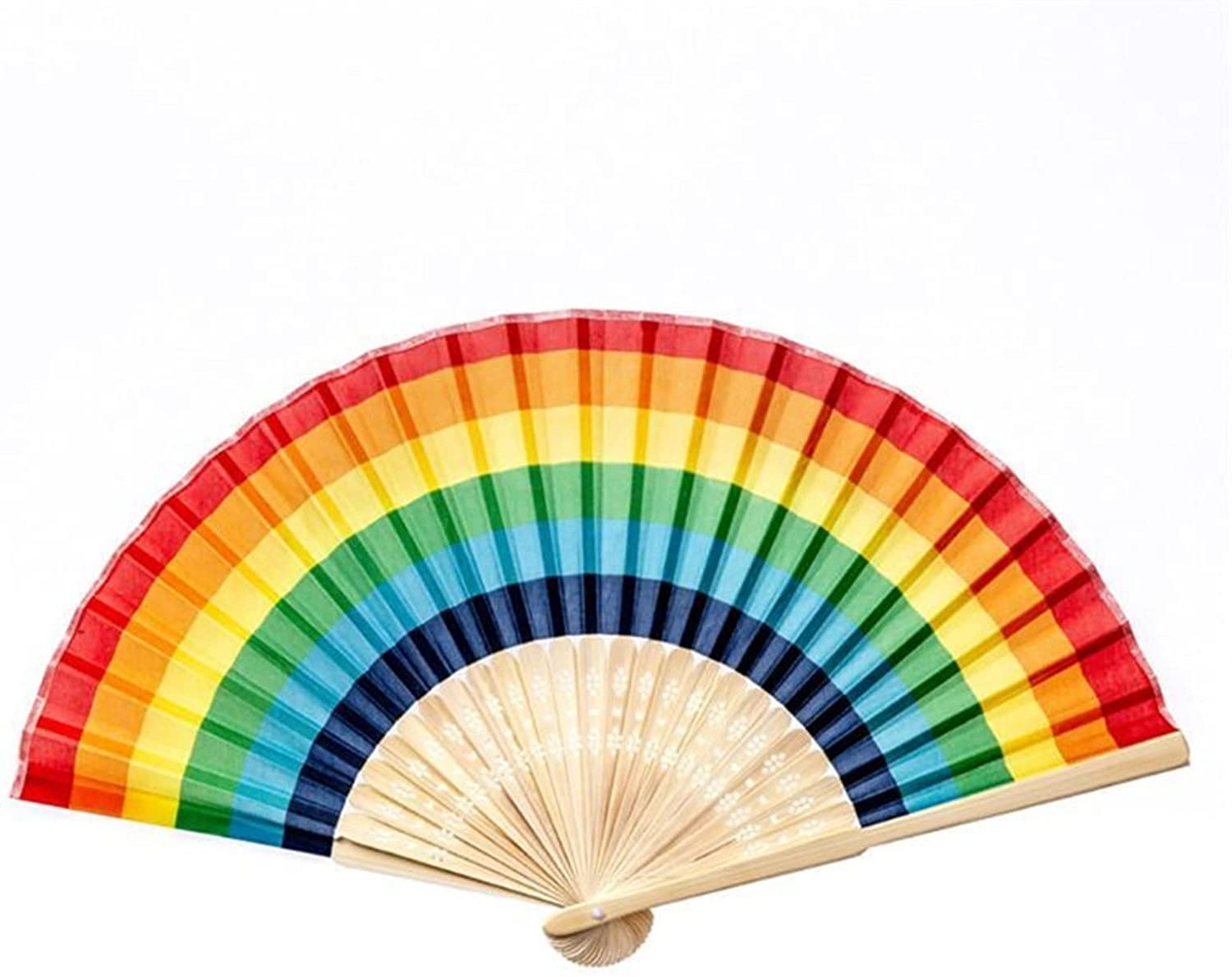 LBEC Fashion Rainbow Folding Hand Fan - Portable Summer Cooling Fan for Weddings, Parties, Festivals & Dance Performances - Decorative Handheld Fan for Women & Girls