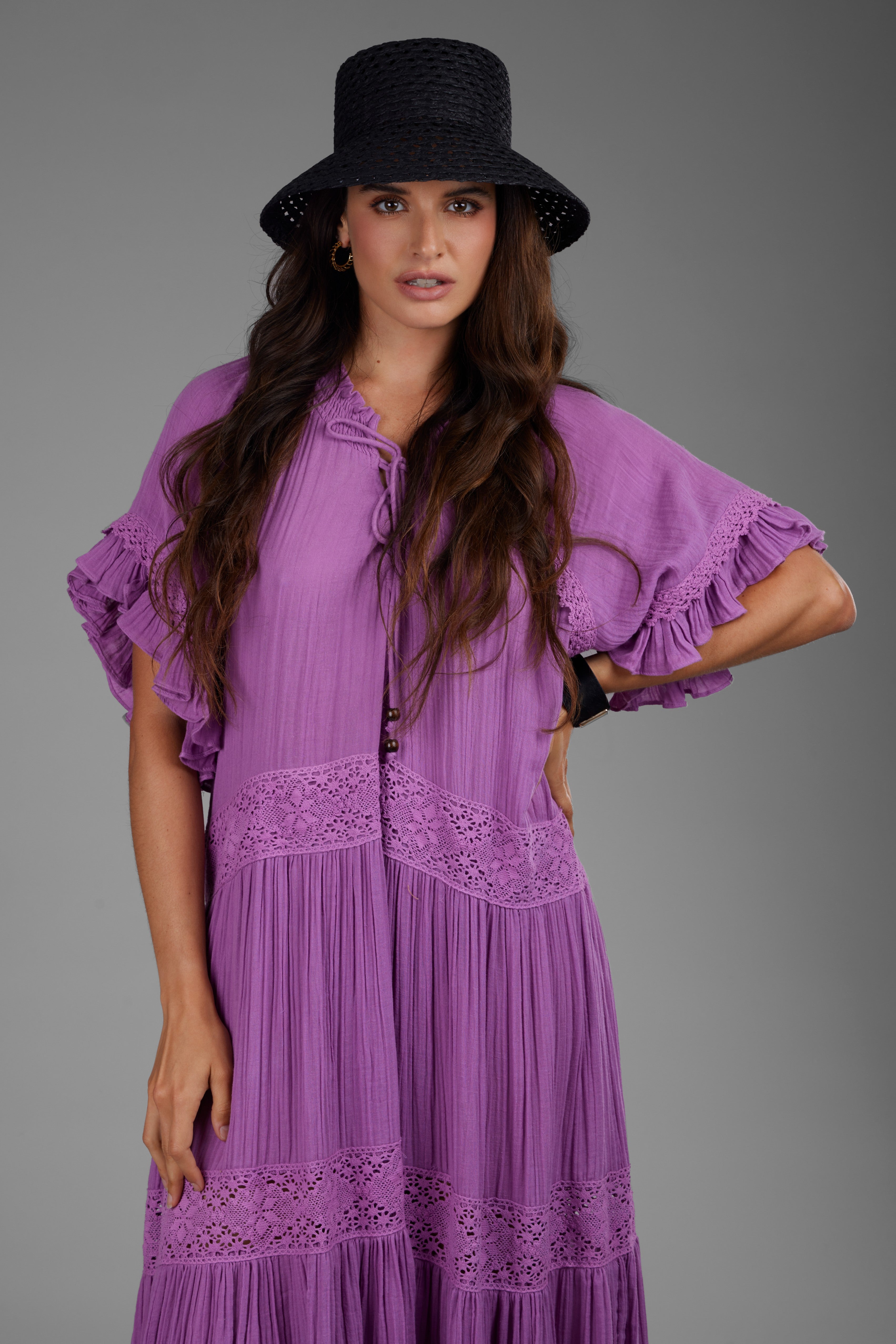Soft Cotton Long Kaftan Dress for Women - Comfortable Boho Maxi Dress with Pockets - Perfect for Beach Cover Up, Lounge Wear, and Summer Vacation