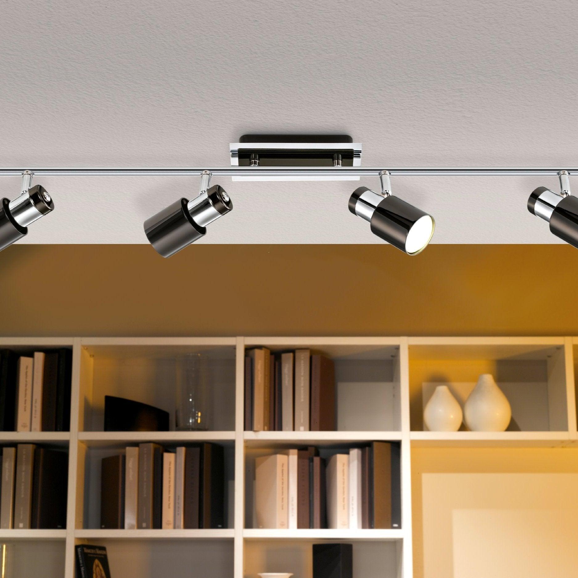 Eglo Davida 1 Modern 4-Light Bar Spotlight in Black Nickel & Chrome Finish - Perfect for Kitchen Island Lighting, Dining Room Accent, or Contemporary Living Room Illumination