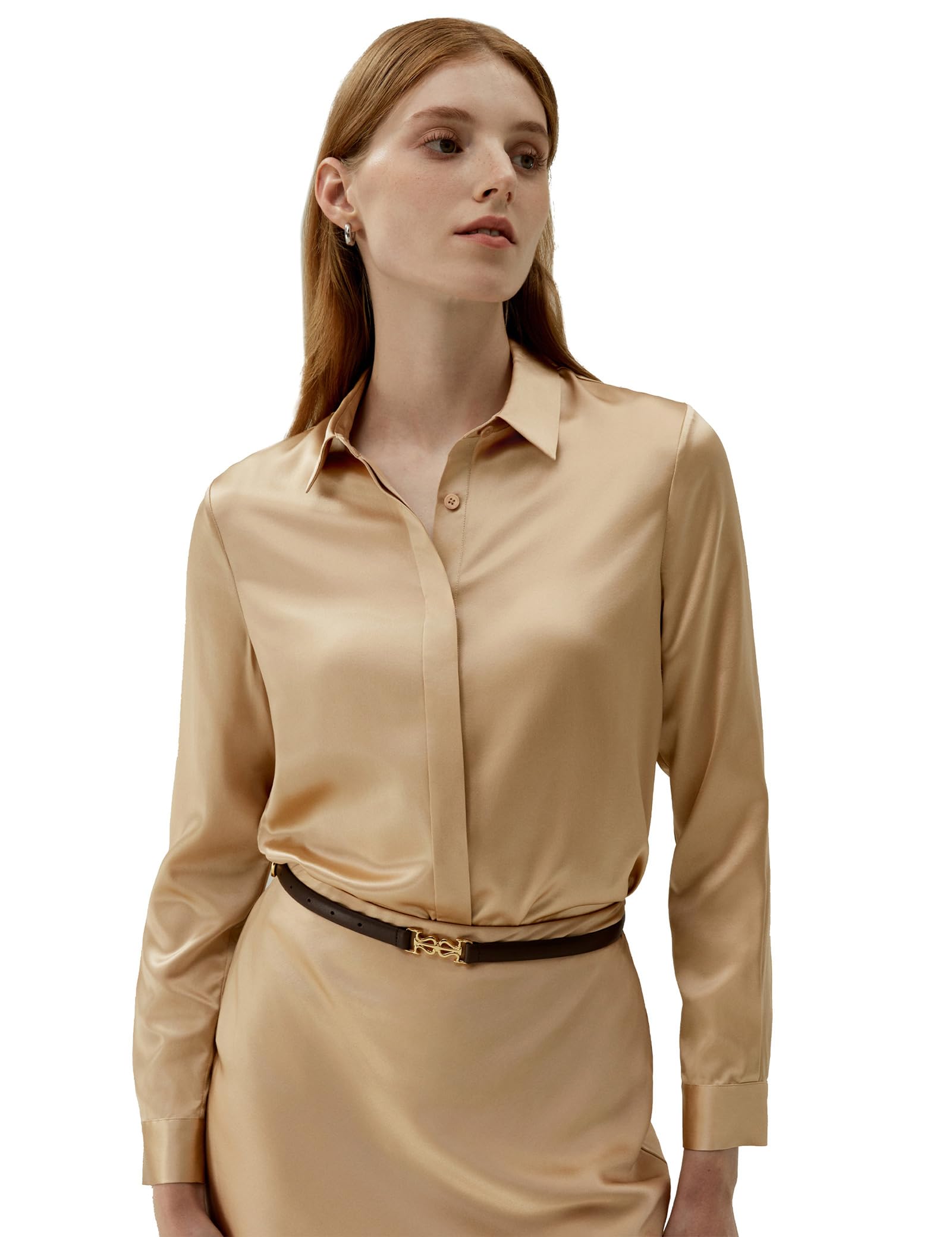 LilySilk 100% Pure Silk Blouse for Women - Long Sleeve Elegant Shirt, Soft & Smooth Luxury Tops for Work, Party & Special Occasions