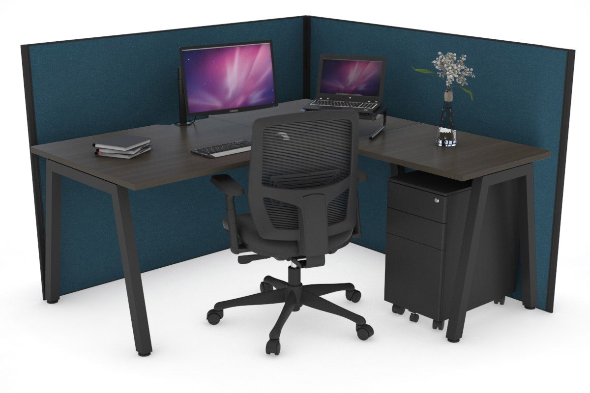 Horizon Quadro A Legs L-Shaped Corner Office Desk 1400L x 1550W with Cable Management - Modern Home Office Workstation for PC & Laptop Setup, Perfect for Small Spaces & Gaming Stations