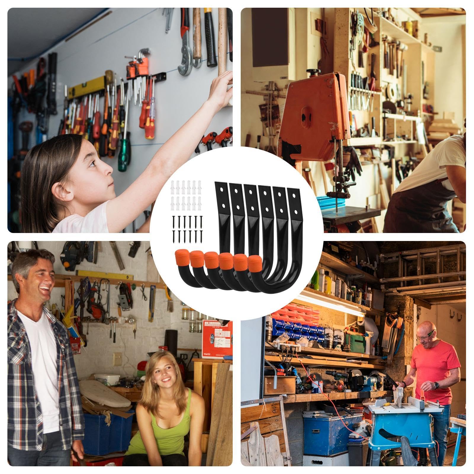 Heavy Duty Garage Hooks Set - Wall Mounted Utility Hooks for Ladder, Hose, Bikes & Tools | Durable Shed & Garage Organization Solution | Perfect for Home Storage, Workshop & Outdoor Equipment Hanging