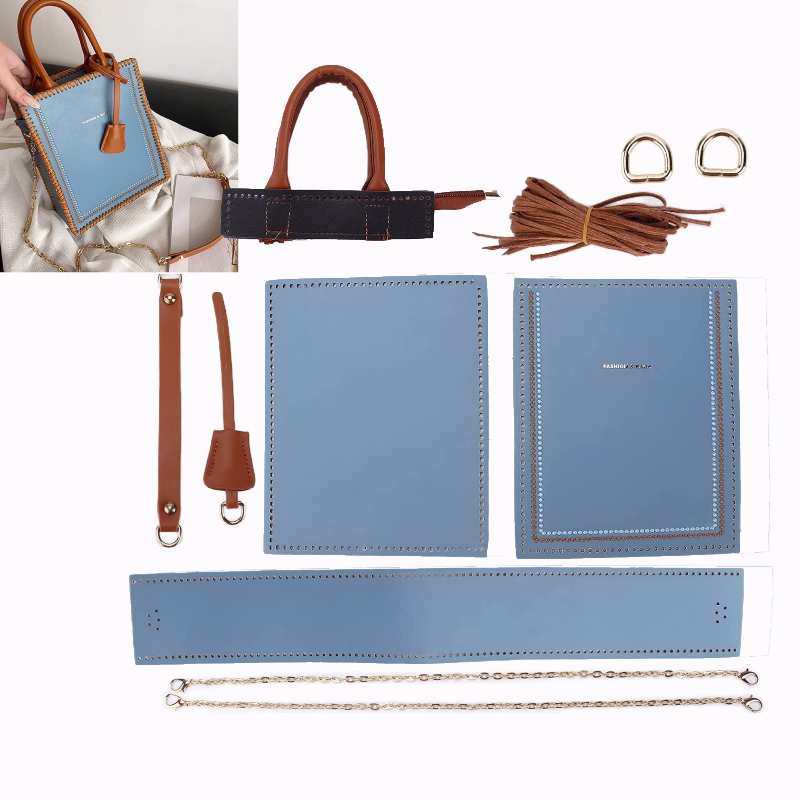 Premium PU Leather Bag Making Kit - DIY Handbag, Purse, Shoulder Bag & Crossbody Bag Craft Supplies (Blue) | Perfect for DIY Enthusiasts, Fashion Designers & Gift Makers