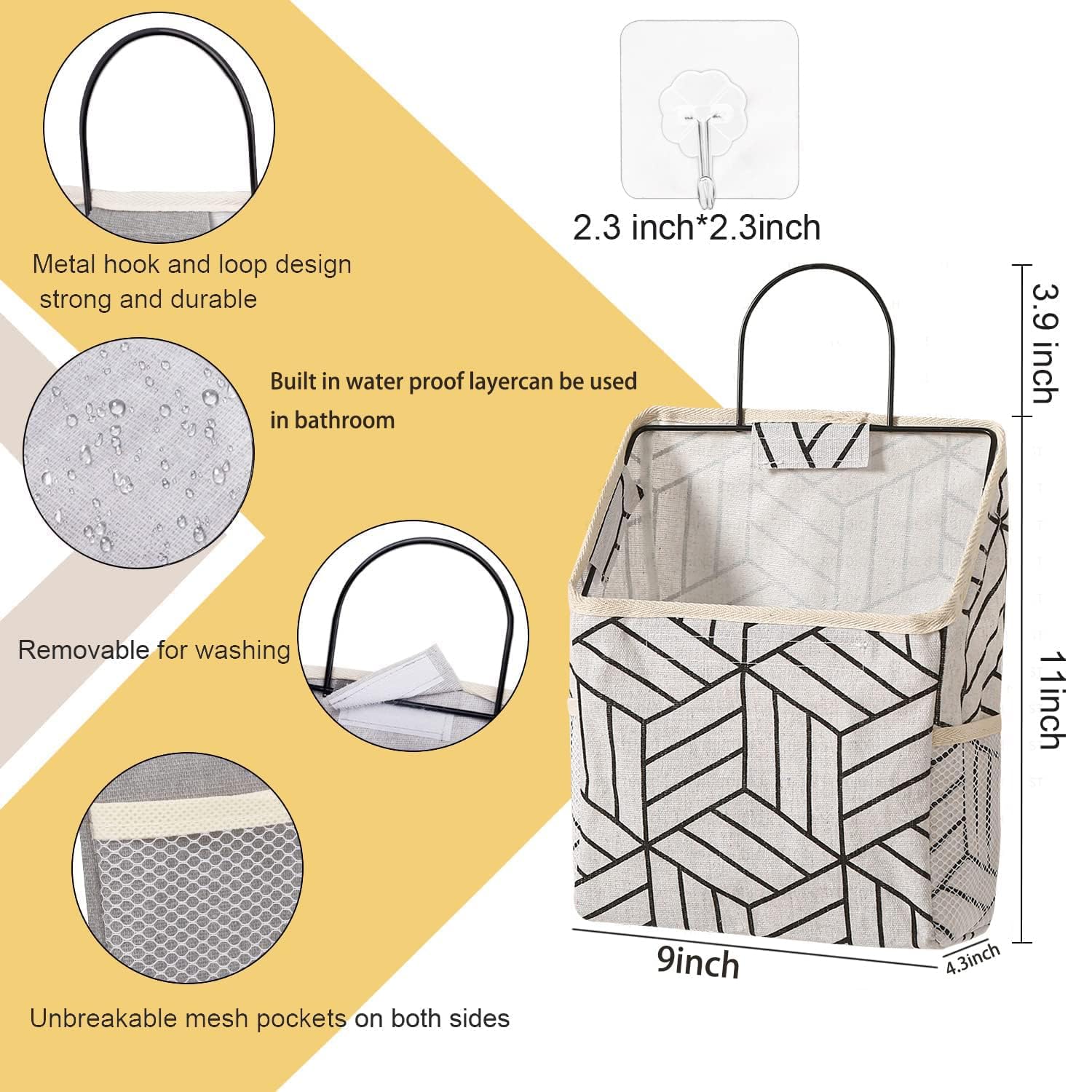 2-Pack Waterproof Over The Door Hanging Storage Organizer - Linen Cotton Closet Organizer with Pockets for Home, Dorm, Bedroom & Bathroom | Space-Saving Solution for Clothes, Toys & Accessories (Style 3)