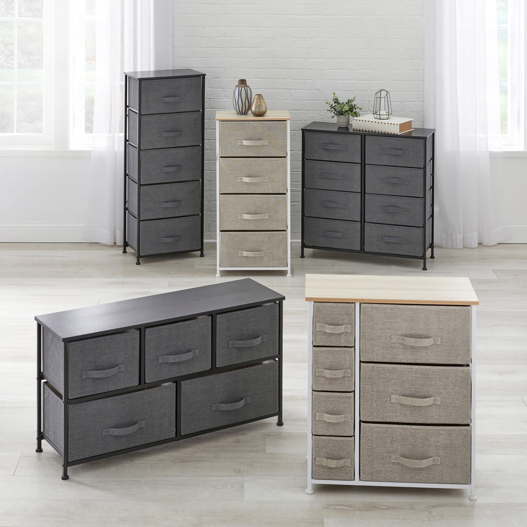 BrylaneHome 5-Drawer Natural Wood Storage Dresser for Bedroom - Organize Clothes, Towels & Linens in Style | Perfect for Home, Apartment & Dorm Room Organization