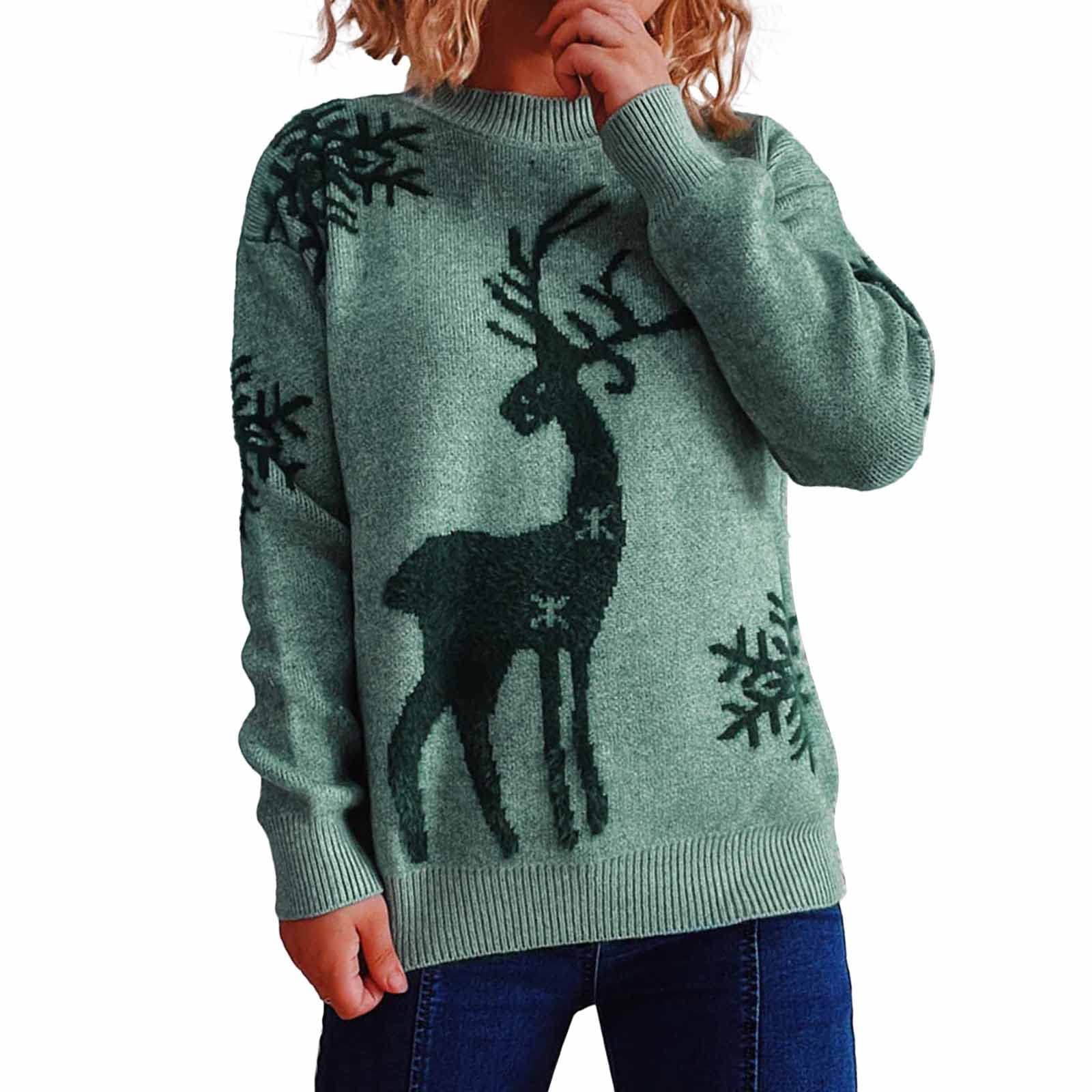 Women's Christmas Snowflake Knit Pullover Sweater - Cozy Long Sleeve Crewneck Sweatshirt for Holiday Parties & Winter Outfits | Perfect for Xmas Gifts, Family Gatherings & Cold Weather Fashion