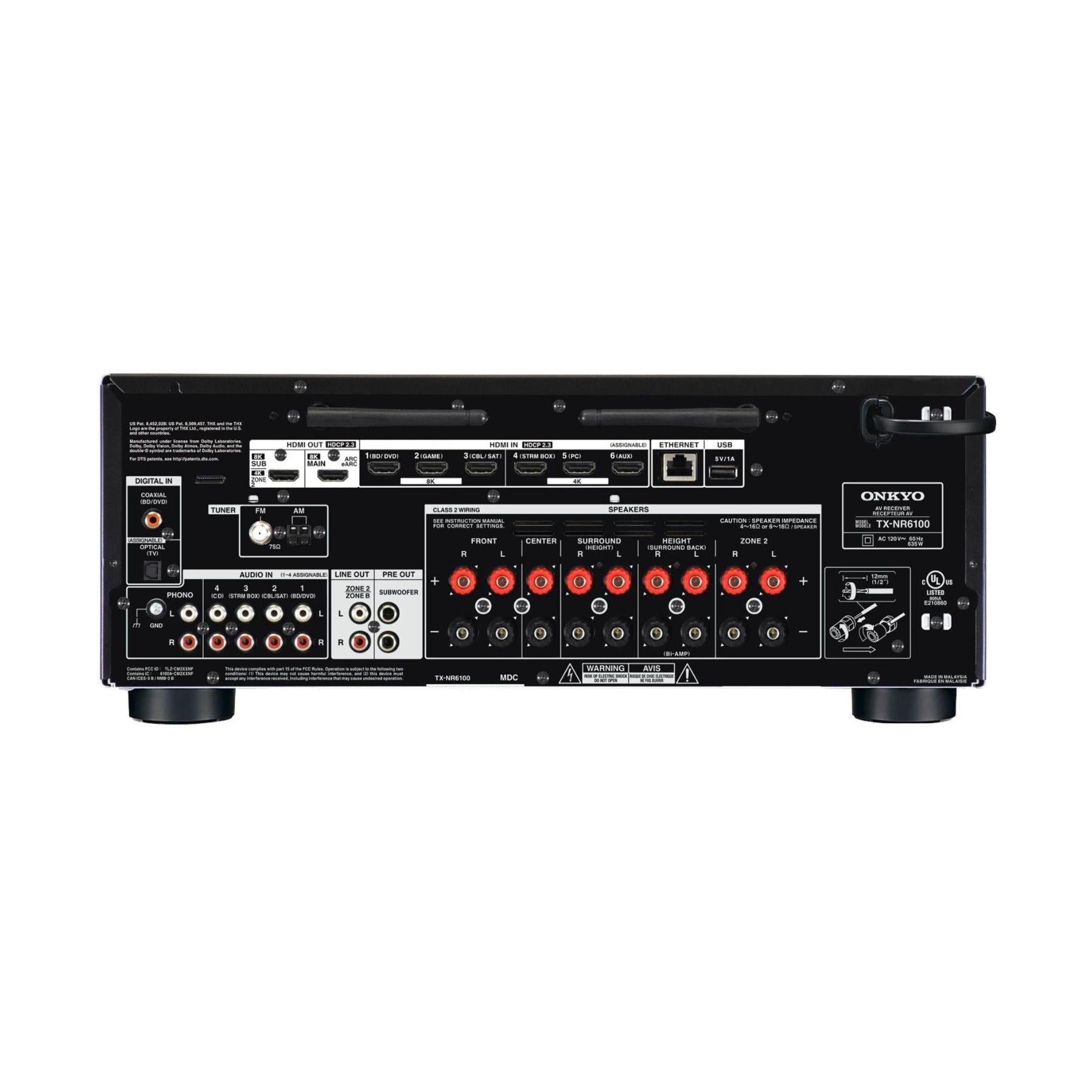 Onkyo TX-NR6100 7.2 Channel THX Certified Dolby Atmos AV Receiver - Premium Home Theater Sound System for Movies, Music & Gaming