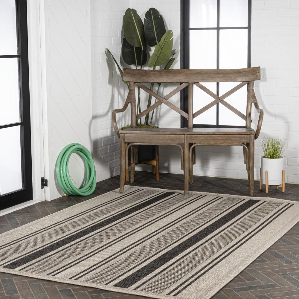 Haynes Modern Double Stripe Indoor/Outdoor Area Rug - Durable & Stylish for Living Room, Patio, Deck - Water-Resistant & Easy to Clean