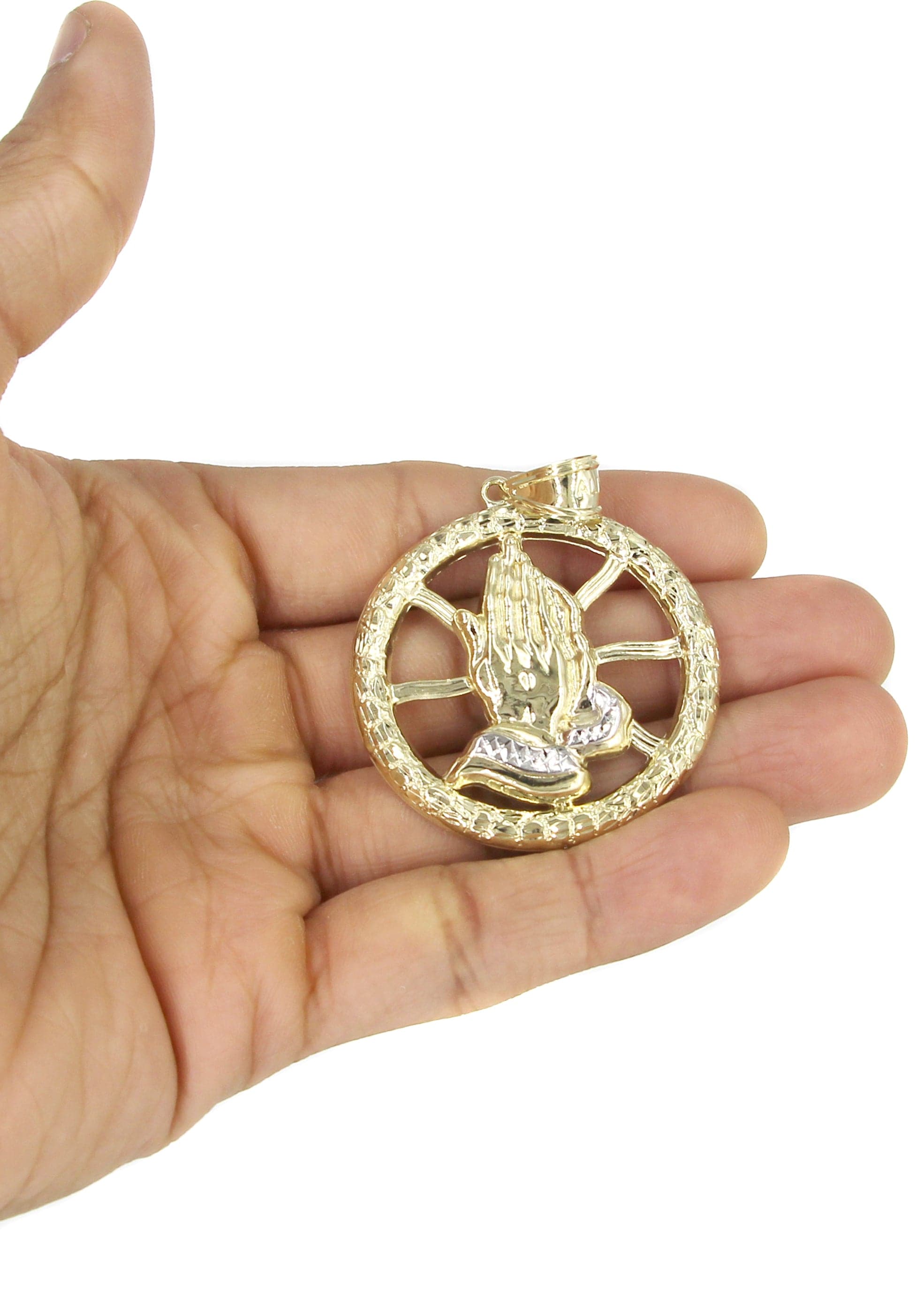10K Yellow Gold Praying Hands Pendant Necklace for Women - 16.8 Grams Religious Jewelry - Perfect for Prayer, Church, Weddings & Spiritual Gifts