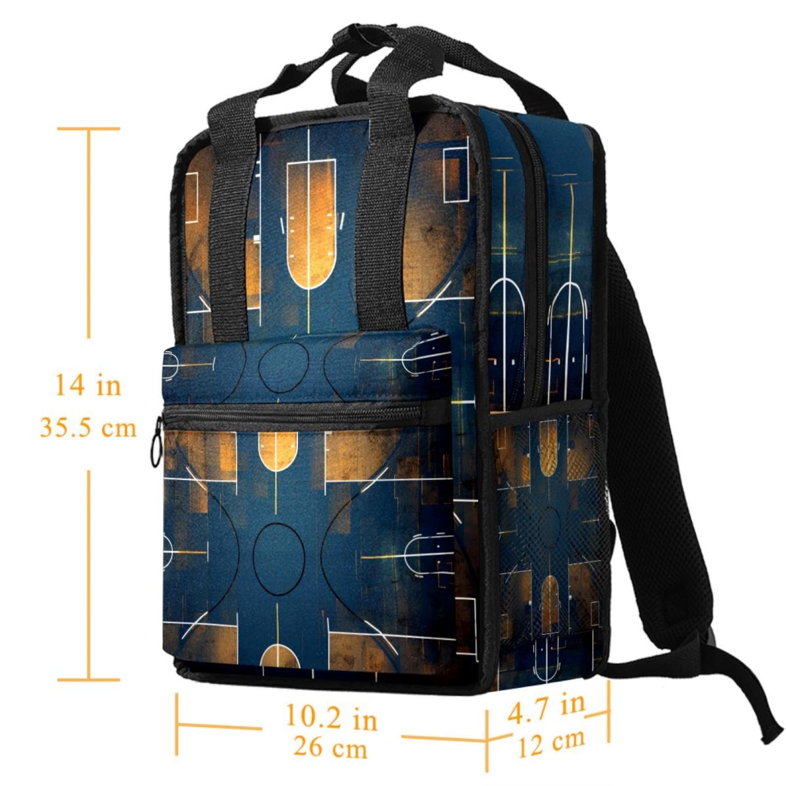 Men's & Women's Travel Backpack - Durable & Stylish Art Basketball Court Design Backpack for Hiking, Gym & Daily Commute