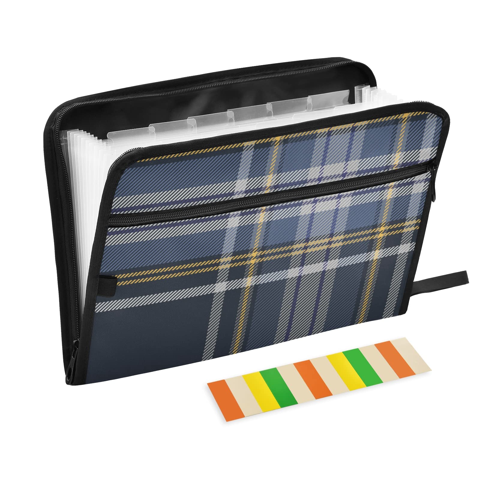 13-Pocket Expanding File Folder with Labels - Scotland Fabric Accordion Document Organizer for A4 & Letter Size | Perfect for Office, School, and Home Organization