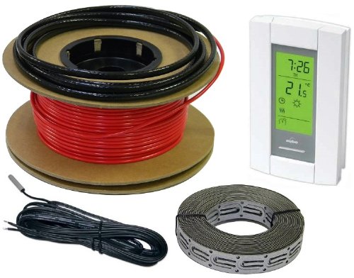 15 sqft Electric Radiant Floor Heating Cable System 120V - 7-Day Programmable Digital Thermostat with Floor Sensor - Warm & Cozy Home Heating Solution for Bathrooms, Kitchens & Basements