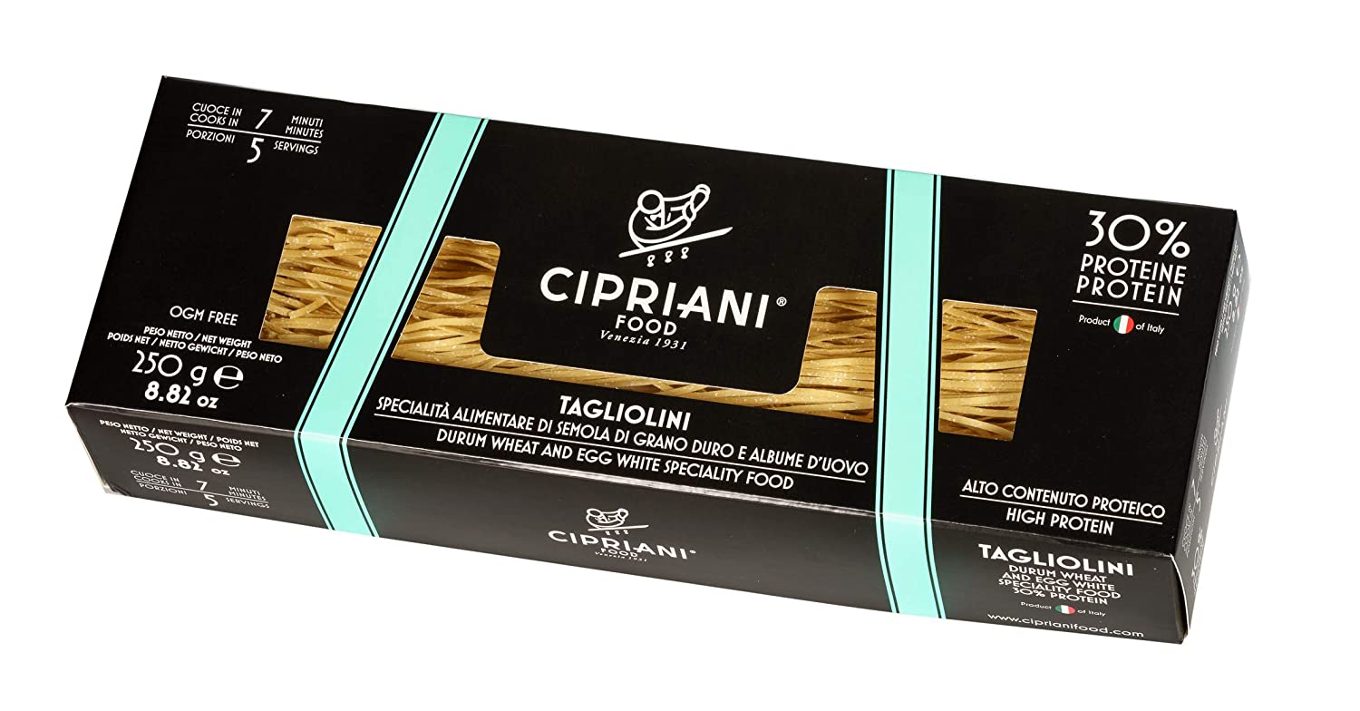 High Protein 30% Tagliolini Extra Thin Egg White Pasta by Cipriani – 8.82 oz (2 Pack) | Premium Italian Pasta for Healthy Meals, Keto & Low-Carb Diets | Perfect for Salads, Soups & Gourmet Dishes