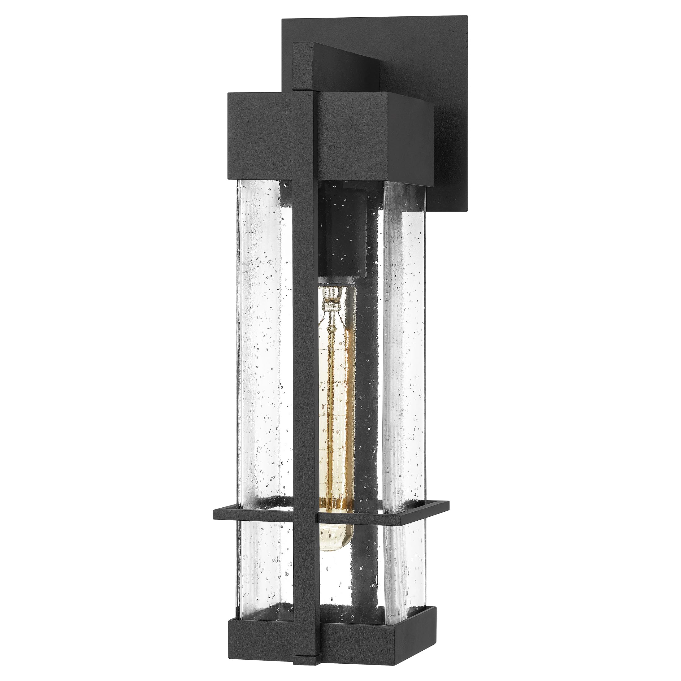 Quoizel Wynn 1-Light Earth Black Outdoor Wall Lantern - Weatherproof Exterior Lighting for Patio, Garden, and Porch