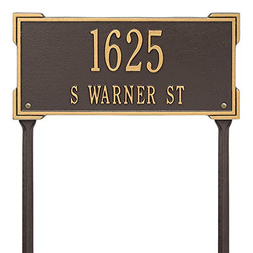 Whitehall™ Personalized Cast Metal Address Plaque - Custom Lawn Mounted Roanoke House Number Sign | Durable Outdoor Address Display for Home & Garden | Perfect for Mail Delivery, Emergency Services & Curb Appeal