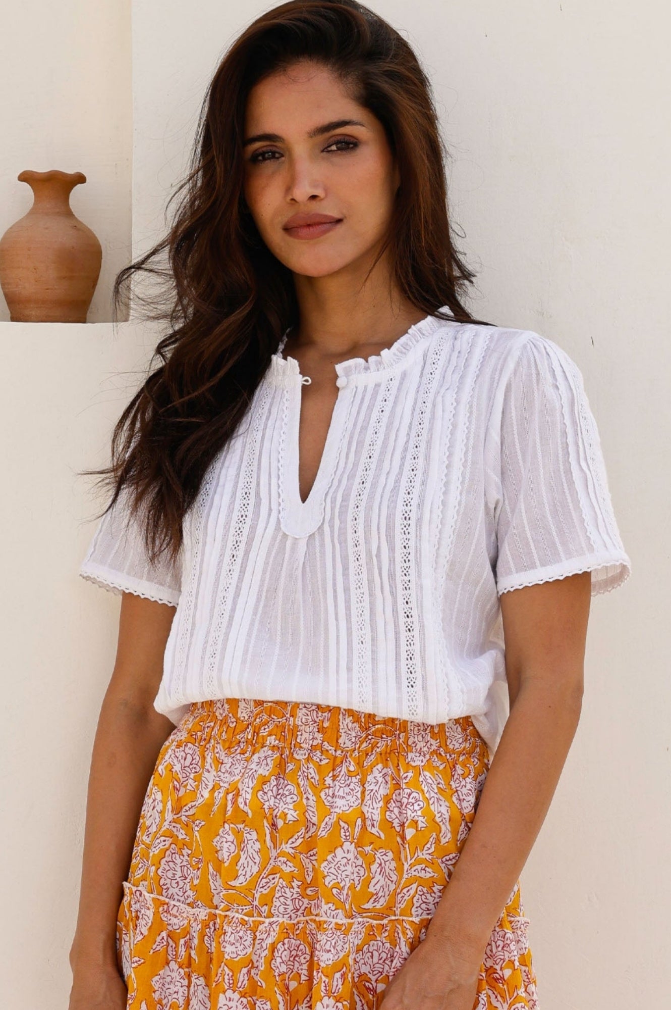 Vienna Short Sleeve Blouse for Women - Stylish White Summer Top | Perfect for Casual Outings, Office Wear & Date Nights