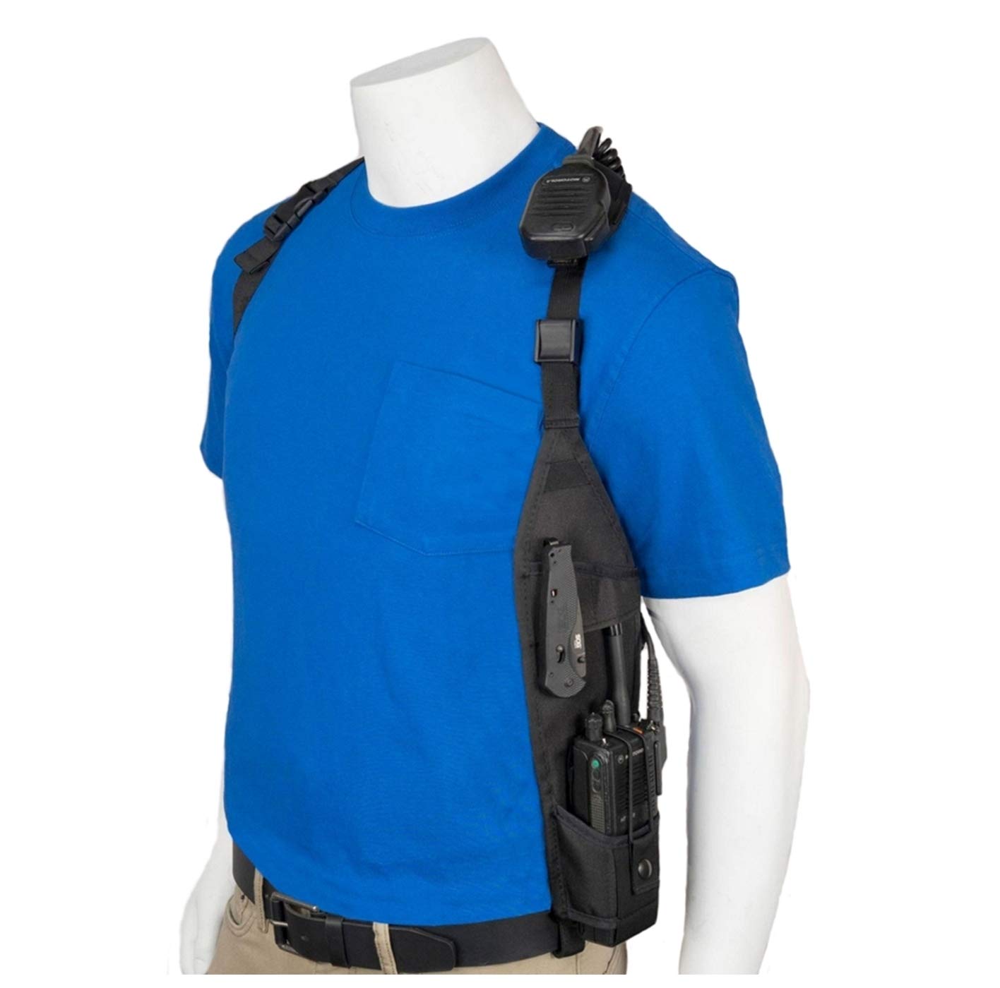 USH-300L Universal Left Side Shoulder Holster for Motorola ICOM Vertex Two Way Radios - Adjustable Radio Pouch Fits 4.75