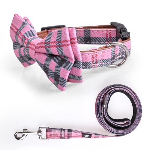 Checkered Pink(Collar+Bowtie+Leash)