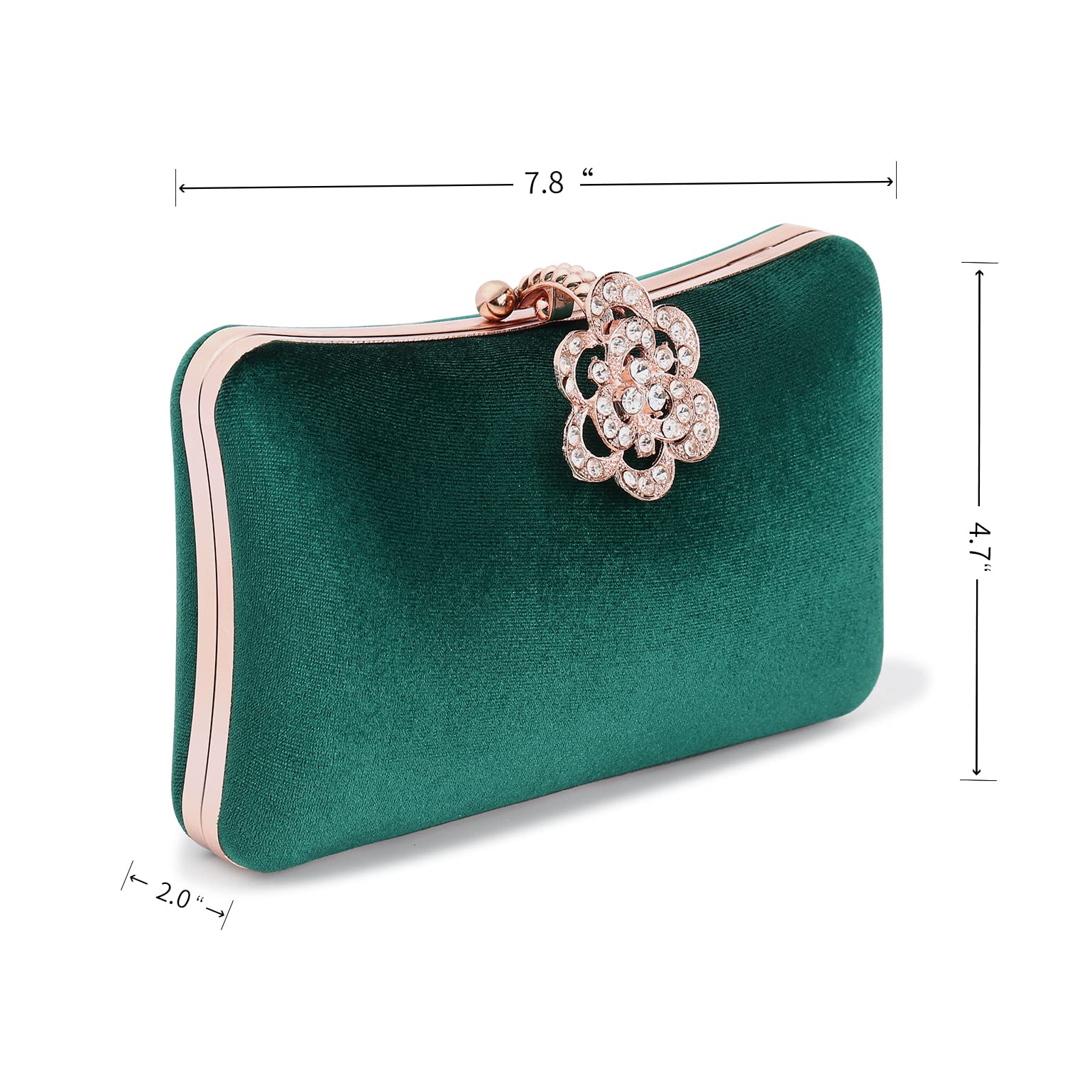 Velvet Evening Bags for Women - Rhinestone Crystal Embellished Flower Closure Clutch Purse for Party, Wedding, Prom & Special Occasions | Elegant Women's Accessories for Formal Events & Night Out