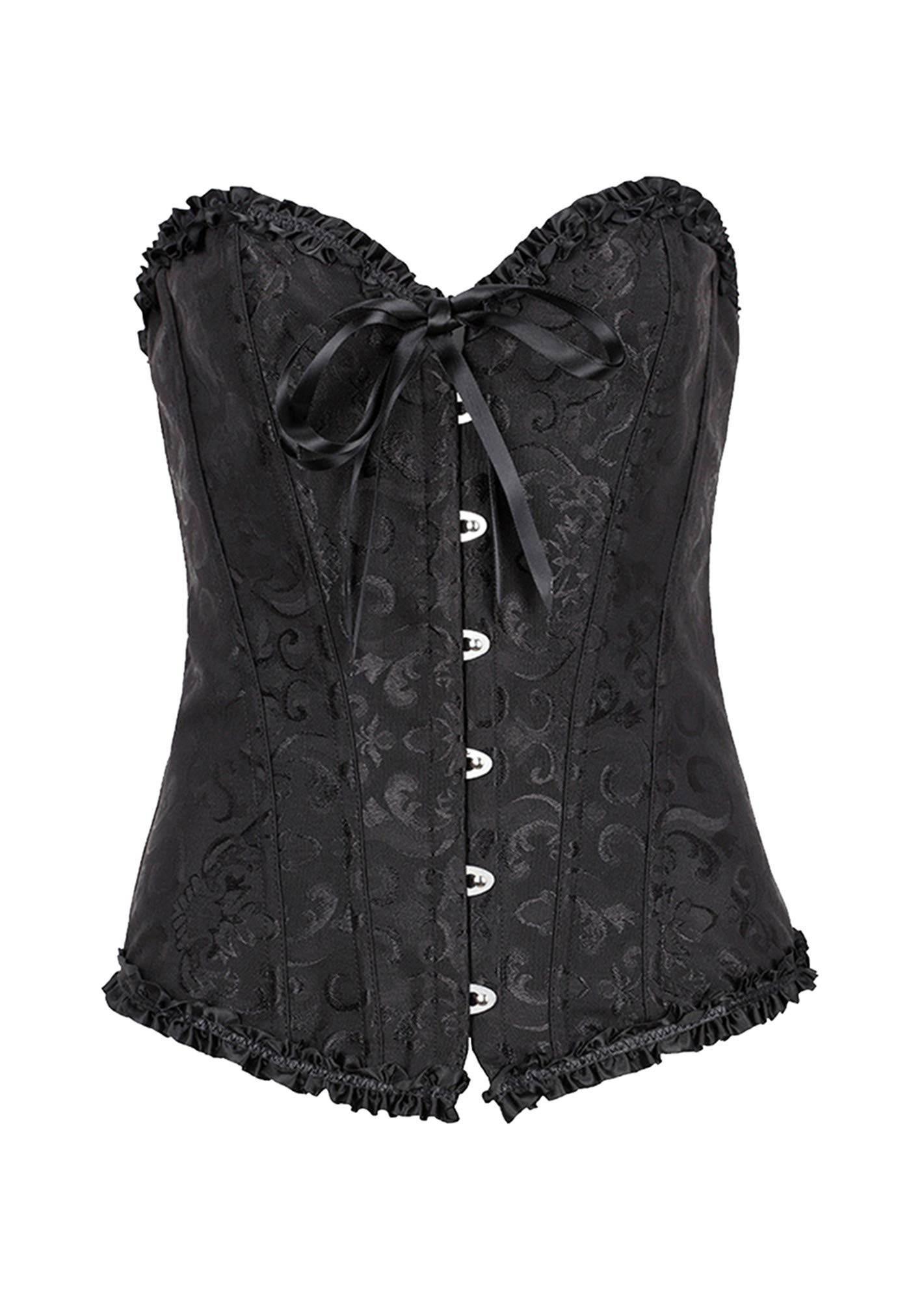 BOFETA Women's Floral Lace Corset Bustier Top - Sexy Vintage Overbust Lingerie with Back Lace Up, Plus Size S-3XL | Perfect for Burlesque, Cosplay, Valentine's Day & Boudoir Photography