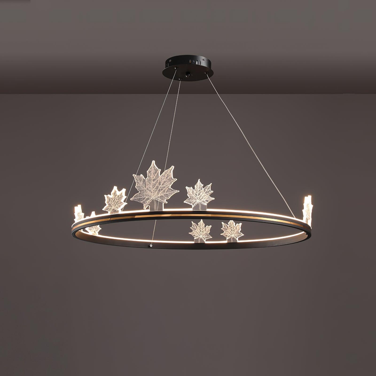 Elegant Ion Leaf Chandelier - Modern Crystal Ceiling Light Fixture for Dining Room, Living Room & Bedroom | Energy Efficient LED Lighting for Home Decor