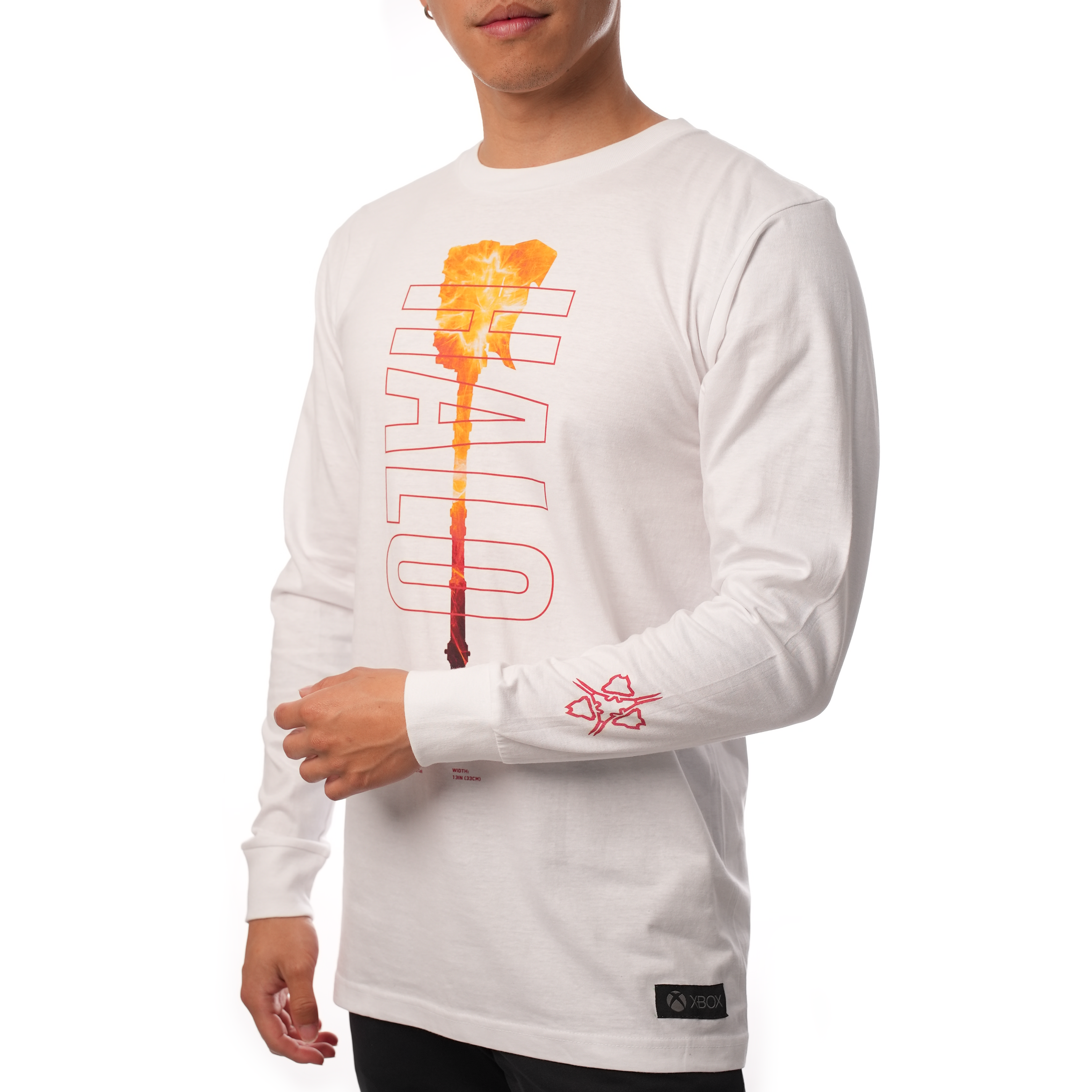 Halo Gravity Hammer White Long Sleeve T-Shirt for Men - Official Halo Video Game Merchandise - Perfect for Cosplay, Gaming Events and Everyday Wear