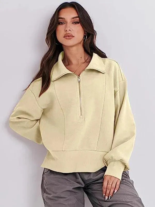 Women's Loose Fit Zip-Up Hoodie Sweatshirt - Casual Comfort for Everyday Wear & Outdoor Activities