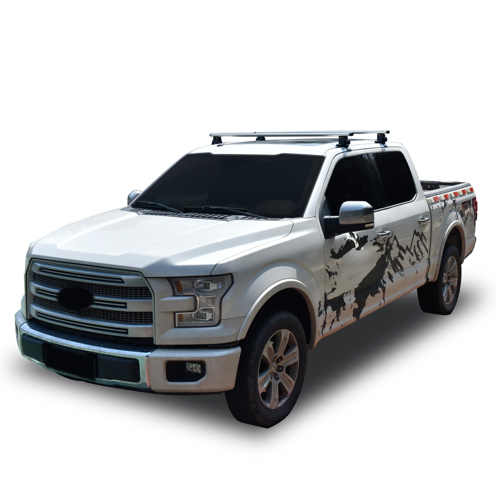 Black Horse Traveler Cross Bar Silver - Universal Fit for 2013-2025 Ram 1500, Ford F-150, Chevy Silverado 1500 & Toyota Tacoma (TR-60SI) | Heavy Duty Roof Rack for Camping Gear, Kayaks & Outdoor Adventures