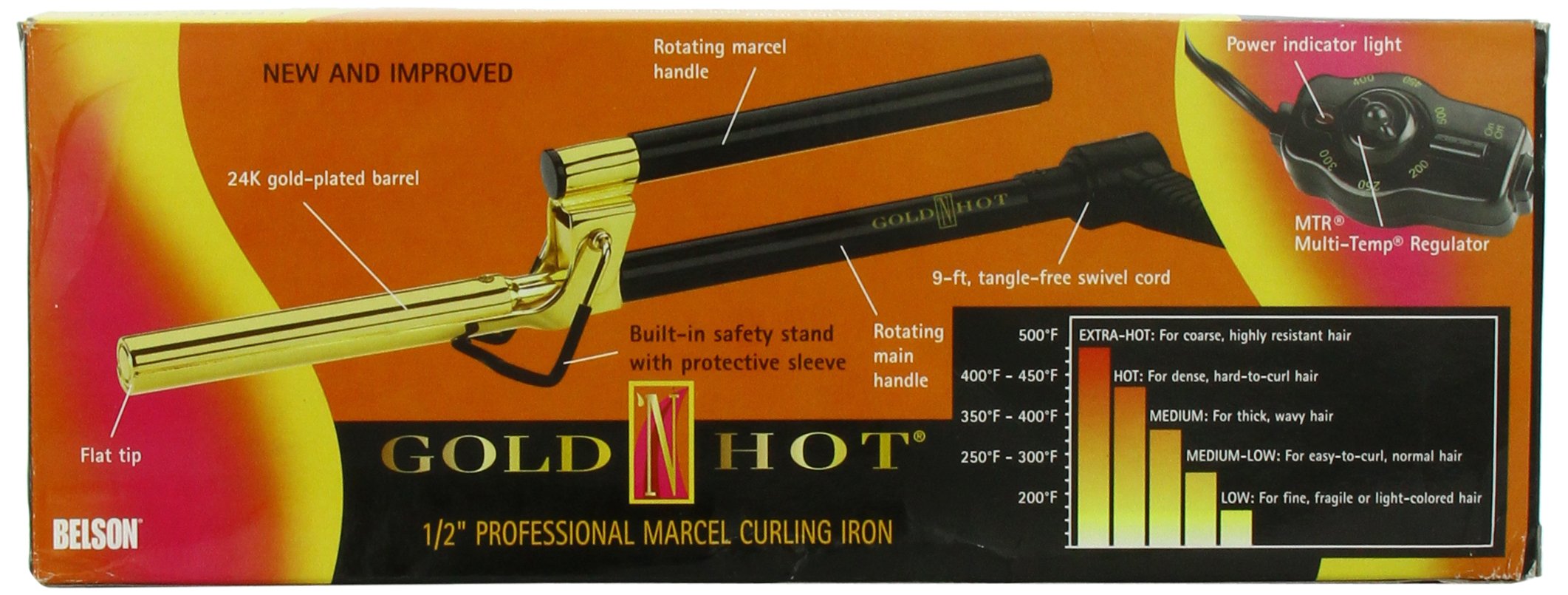 Gold 'N Hot Professional Marcel Curling Iron 1/2 Inch - Salon Quality Hair Curler for Perfect Waves & Curls - Ideal for Home & Professional Styling