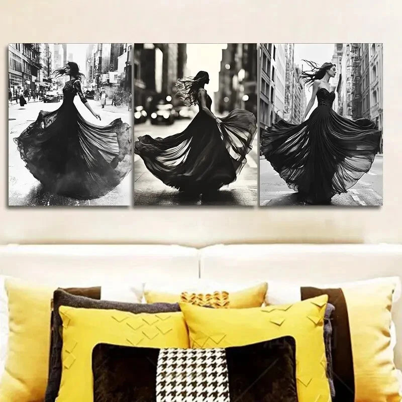 3pcs Modern Art Painting - Luxurious Metal Print Wall Decor - Ready to Hang Canvas Art for Living Room, Bedroom & Office Decor