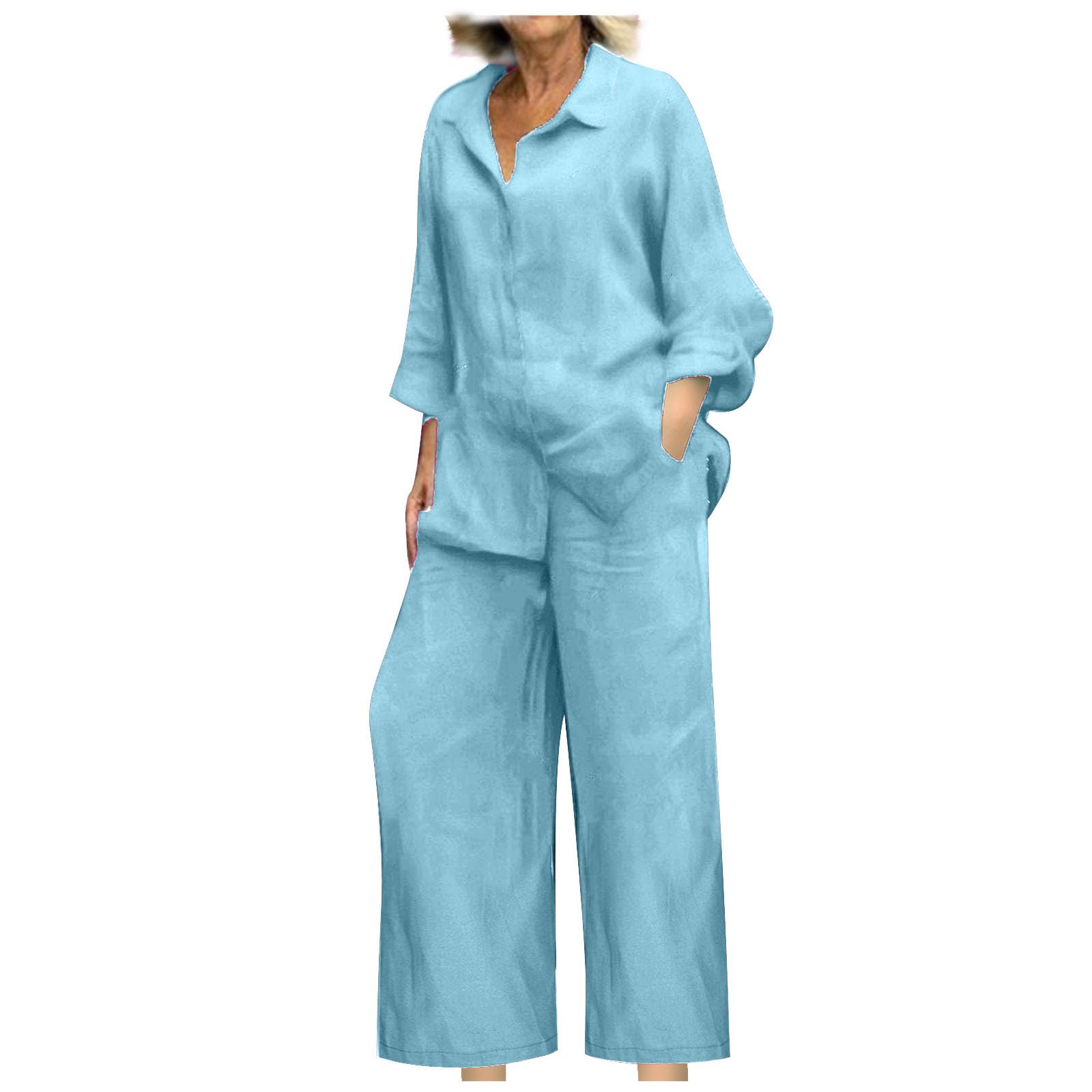 Stylish Women's 2-Piece Outfit Set - Red Palazzo Pants & Long Sleeve Cotton Top | Plus Size Fall Fashion | Perfect for Casual Wear, Office Outfits & Date Nights