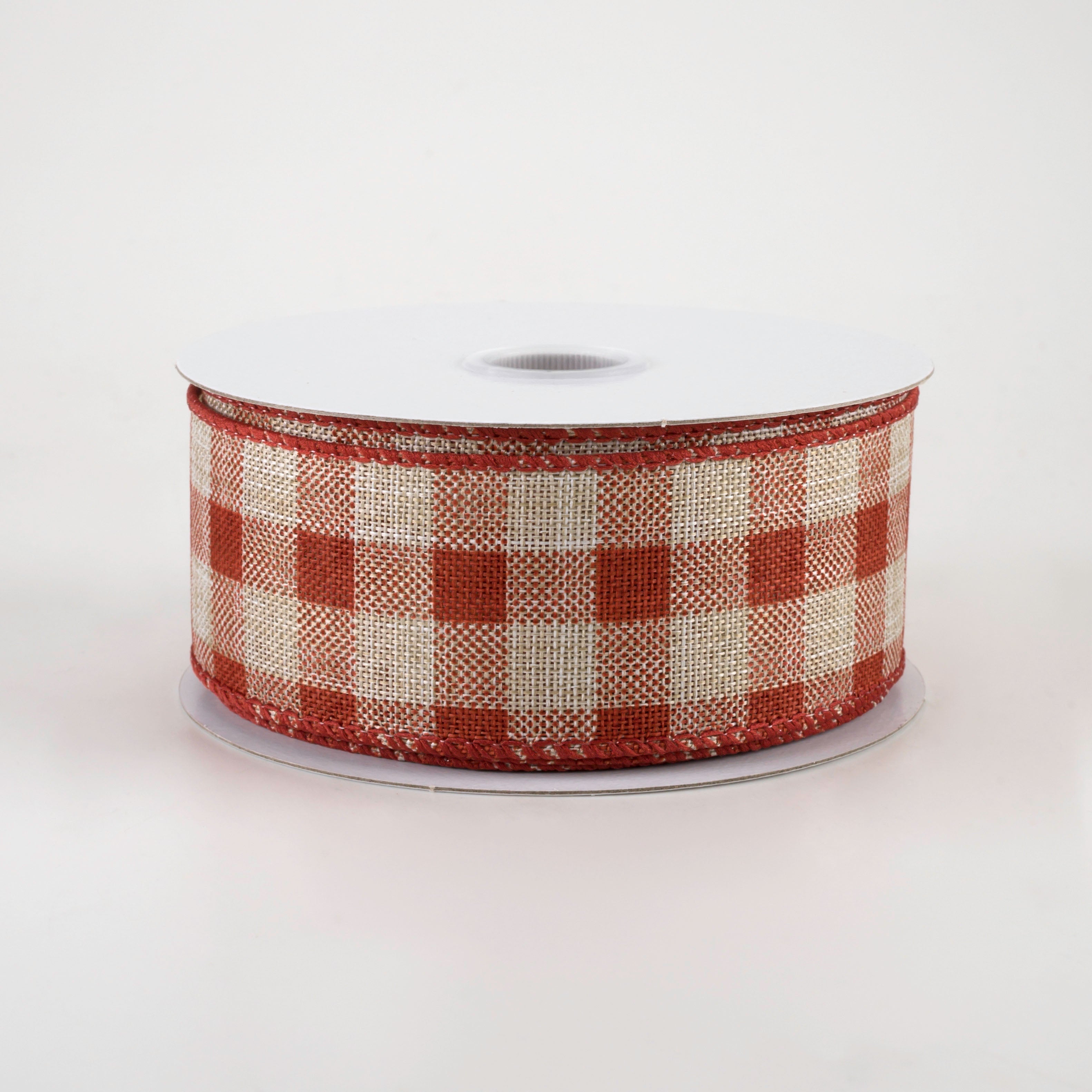 1.5 Inch Linen Check Plaid Ribbon - Rust on Natural (10 Yards) - Perfect for Gift Wrapping, DIY Crafts, and Home Decor