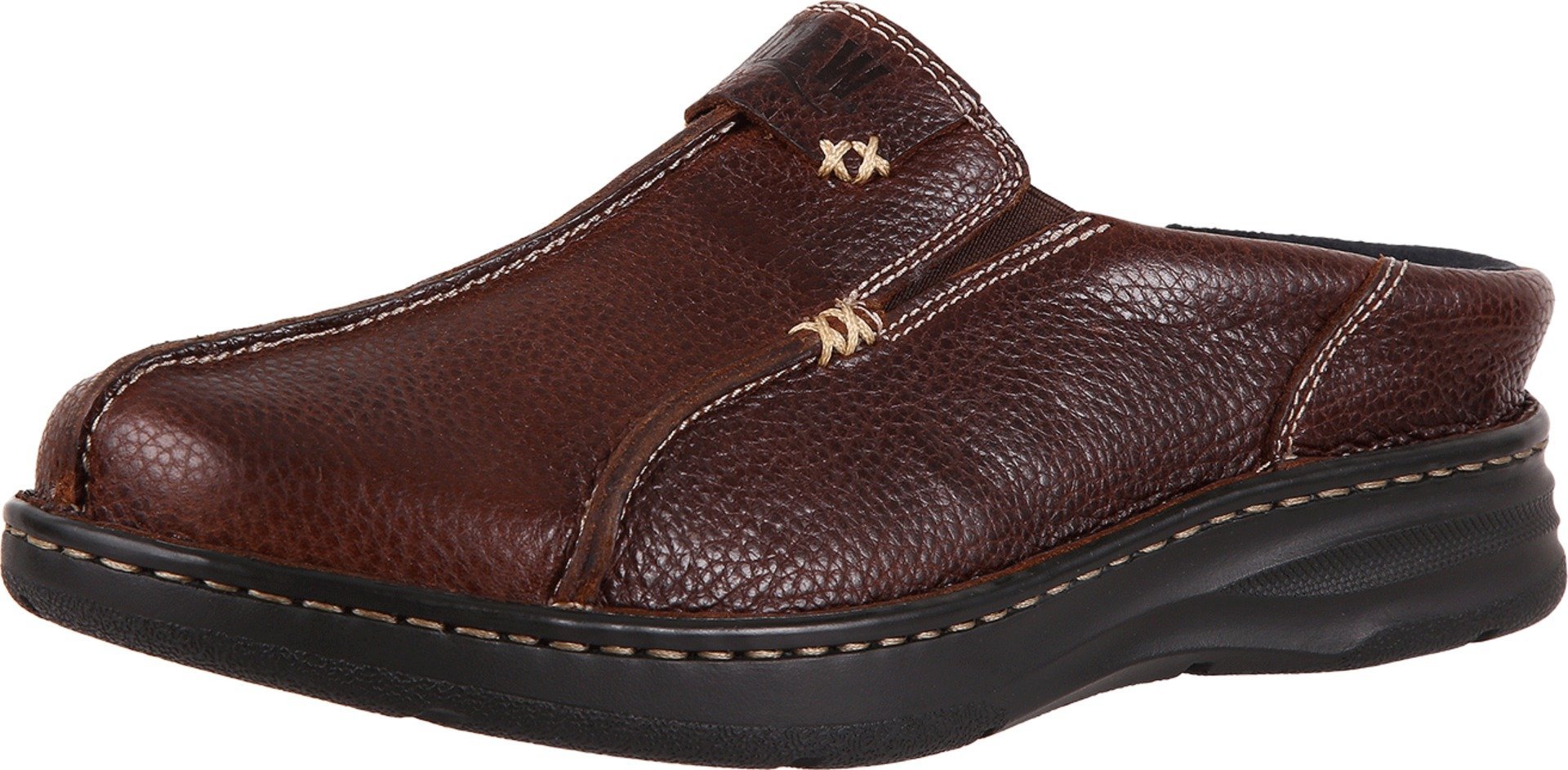 Drew Shoe Men's Lightweight Leather Clogs - Comfortable Slip-On Shoes for Men, Brown, Size 11 Wide (US) - Perfect for Casual Wear, Nursing, Gardening & Indoor Use