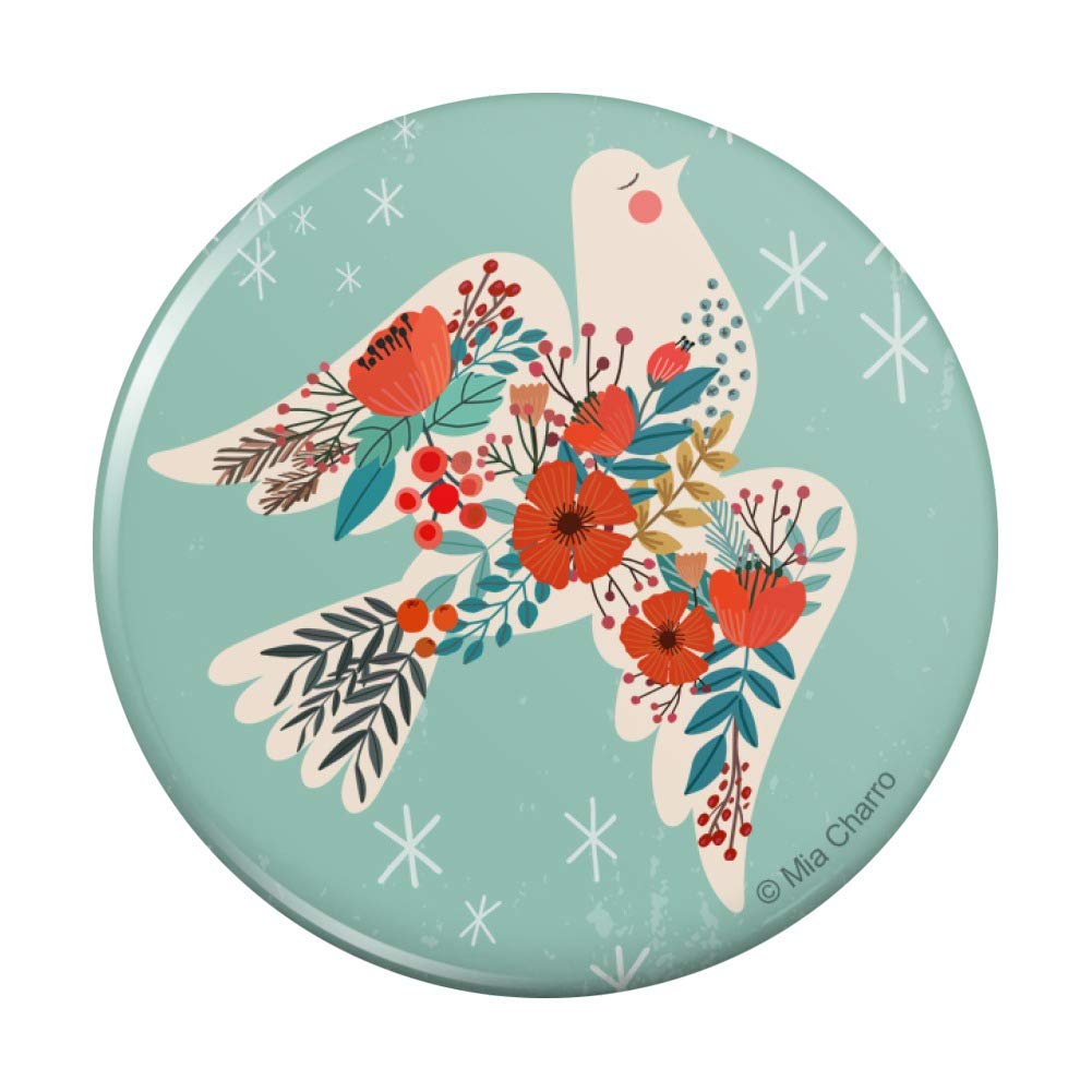 Christmas Peace Dove Refrigerator Magnet - Decorative Kitchen Fridge Locker Button for Holiday Home Decor, Office & Gift Giving